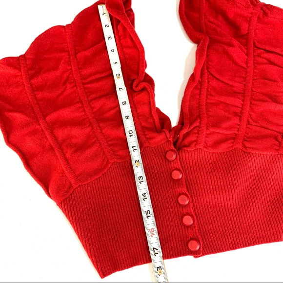 Anthropologie by Moth Red Furrowed Shrug Wool Sweater Size Small - Picture 5 of 8